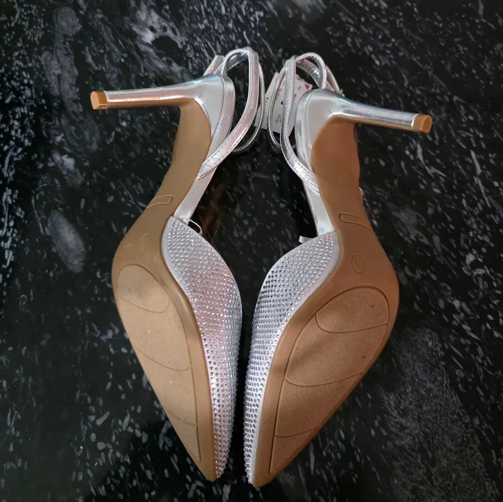 BRAND NEW NINE WEST POINTED TOE RHINESTONE HEELS SANDAL